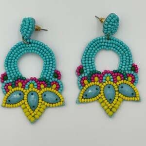 Handmade Colorful  Beaded Dangle Earrings